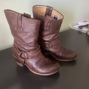 Frye leather cowboy boots with wedge heel size 7.5